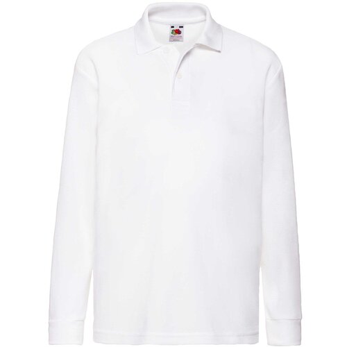 Fruit Of The Loom White Long Sleeve Polo Shirt Slike