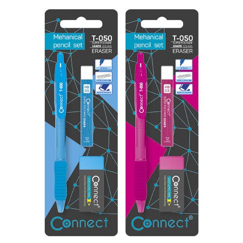 Olovka TEHNIČKA 0,5 MM GRIP T-050 PLUS MINE PLUS GUMICA CONNECT SORTIRANO BLISTER Slike