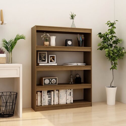 VidaXL knjižna omara za razdelitev prostora med. rjava 100x30x135,5 cm Slike