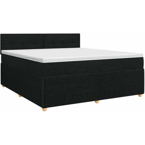  Boxspring krevet s madracem Crna 160 x 200 cm Tkanina - Crna 160 x 200 cm Pro&amp;scaron;iveno gumbima Slike