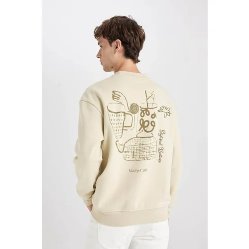 Defacto DFC - Boxy Fit Crew Neck Back Printed Sweatshirt