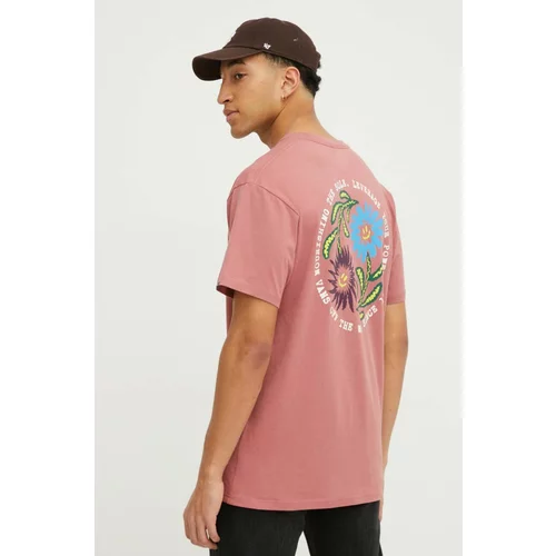 Vans Bombažna kratka majica moški, roza barva