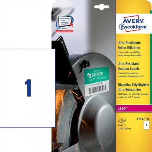 Avery Zweckform Izjemno odporne poliesterske etikete 210 x 297 mm, bele 1/10 Cene