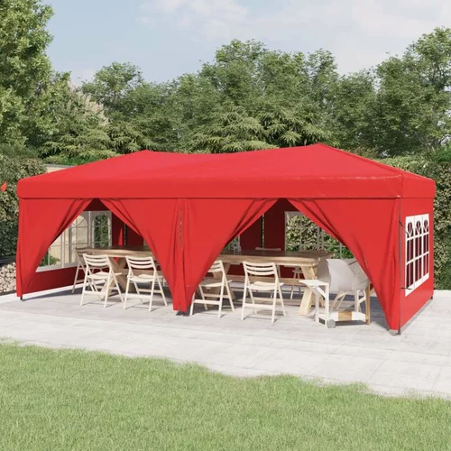 Sklopivi Zložljiv vrtni šotor s stranicami rdeč 3x6 m, (20703241)