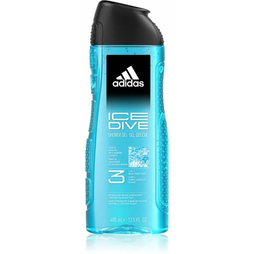 Adidas Ice Dive 3in1 osvežilen gel za prhanje z morskim izvlečkom 400 ml za moške