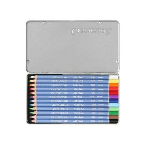  Umjetničke drvene bojice aquarel Cretacolor marino 12 kom u metalnoj kutiji Slike