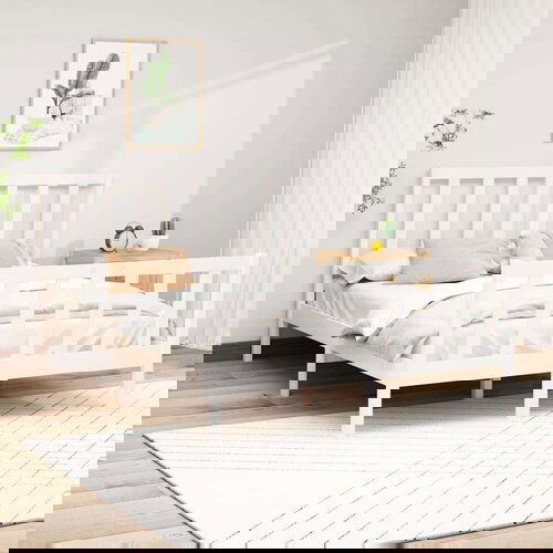  Posteljni okvir bel iz trdne borovine 140x190 cm, (20643720) Slike