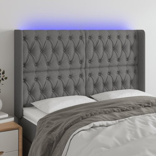 The Living Store led posteljno vzglavje temno sivo 163x16x118/128 cm blago - led vzglavje, (21418390) Slike
