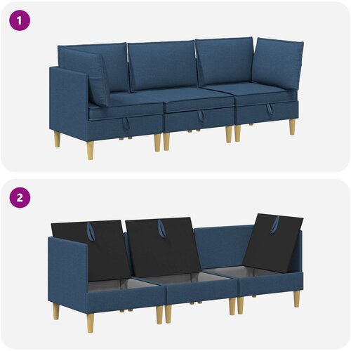  Set namje&amp;scaron;taja za dnevni boravak s jastukom 3 pcs Plava Tkanina Slike