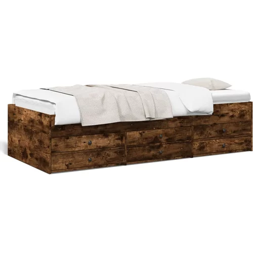 vidaXL Dnevni krevet s ladicama boja dimljenog hrasta 90x200 cm drveni