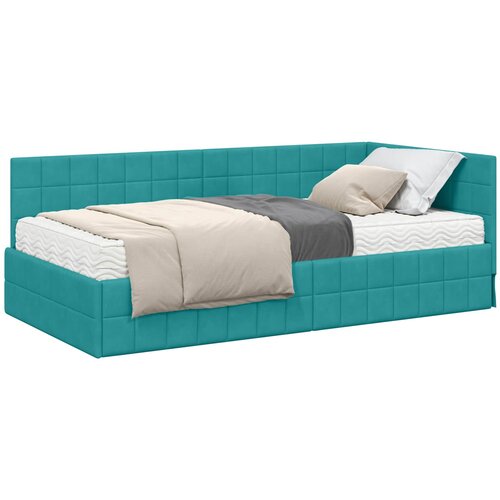 vidaXL Kutni krevetni okvir s madracem 2 pcs Tirkizna Bar&scaron;un - Tirkizna 90 x 200 cm Cijene