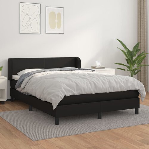 The Living Store Box spring postelja z vzmetnico črn 140x190 cm umetno usnje - Box Spring Postelja, (21438512) Slike