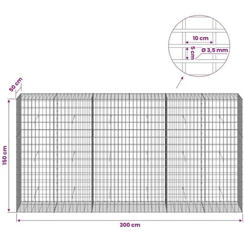  Gabion s žicom debljine 3 5 mm i mrežom 5x10 cm 300x50x150 cm - 50 cm 150 cm 300 cm Slike