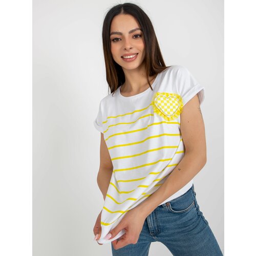 Fashion Hunters White-yellow striped blouse with short sleeves Slike