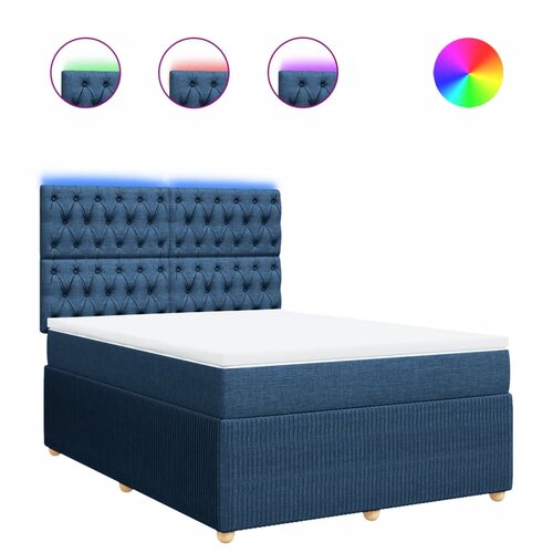 vidaXL Box spring postelja z vzmetnico modra 140x200 cm blago, (21309666) Cene