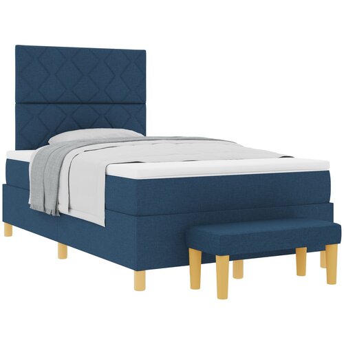 vidaXL Box Spring Krevet s madracem i klupom Plavi 120x190 cm Tkanina Cijene