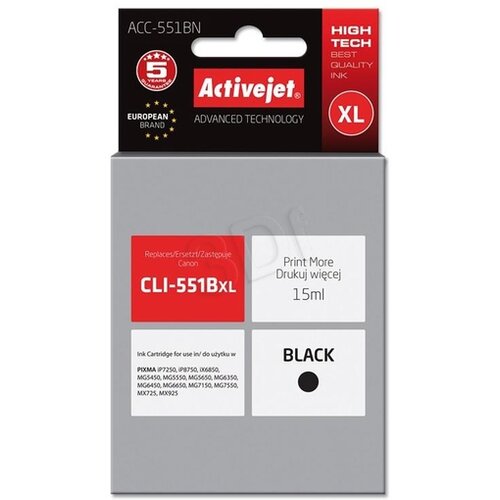 Activejet crno tinte Canon CLI-551BkXL Cene