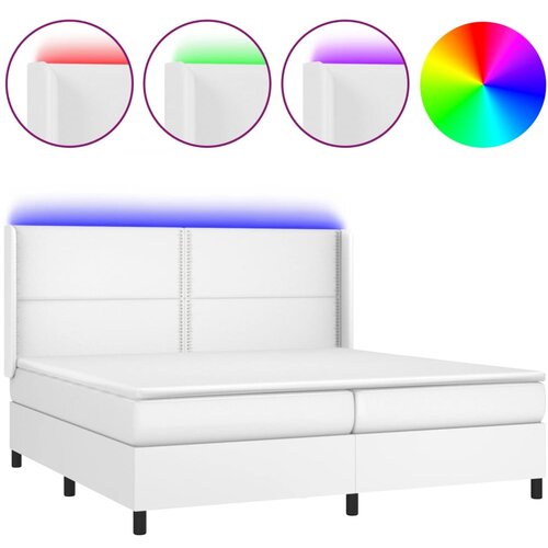 Maison Chic Box spring postelja - Vzmetna postelja z vzmetnico LED bela 200x200cm umetno usnje SL3584, (21904629) Cene