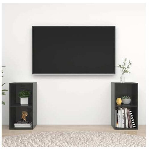  TV omarice 2 kosa visok sijaj sive 72x35x36,5 cm iverna plo&scaron;ča Cene