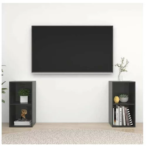  TV omarice 2 kosa visok sijaj sive 72x35x36,5 cm iverna plošča