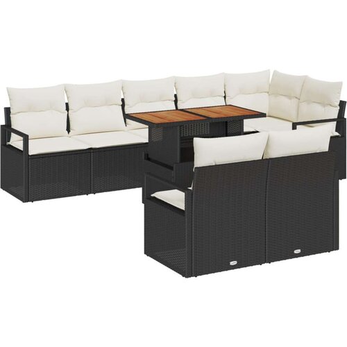 9-delni vrtni sofa set z blazinami črni poli ratan akacija Cene