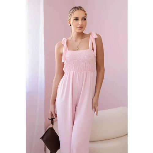 Kesi Strappy jumpsuit with a gathered top in powder pink
