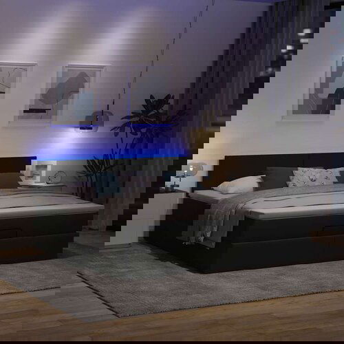 vidaXL Otomanski krevet s madracem i LED tamnosivi 160x200cm tkanine Cijene