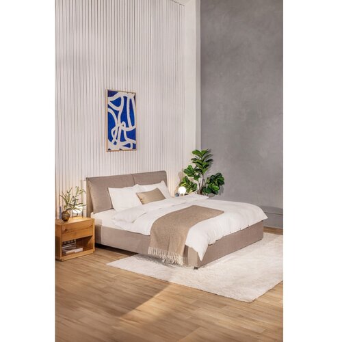 Bonami Selection Smeđe-sivi tapecirani bračni krevet s podnicom i prostorom za odlaganje 180x200 cm Thessa Pillow &amp;ndash; Slike