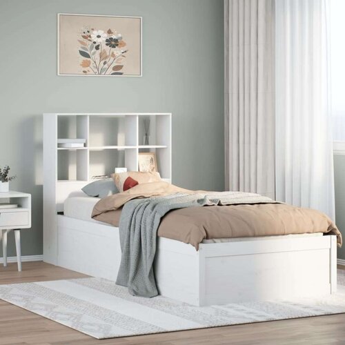vidaXL Posteljni okvir brez vzmetnice bel 90x190 cm trdna borovina Cene
