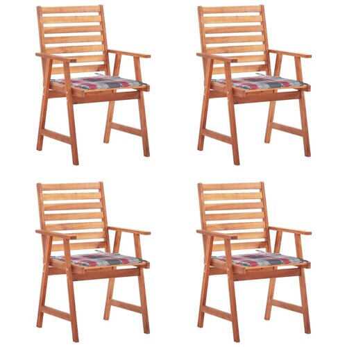  Zunanji jedilni stoli 4 kosi z blazinami trden akacijev les Slike