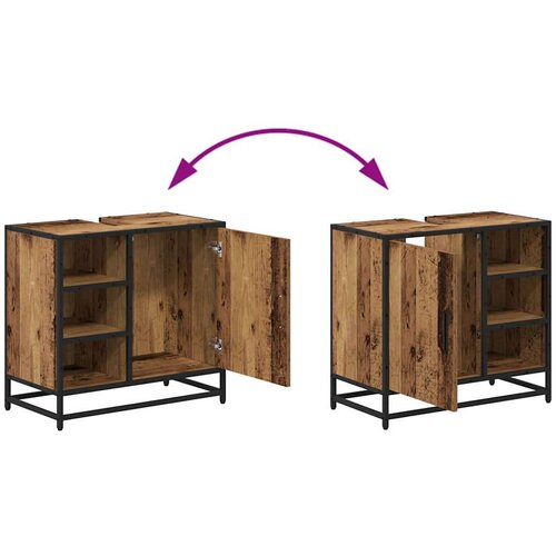  Set namje&amp;scaron;taja za kupaonicu 3 pcs Staro drvo 65 x 33 x 60 cm Slike