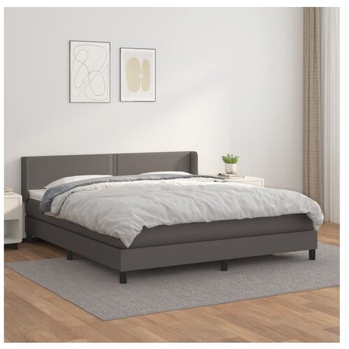 vidaXL Box spring postelja z vzmetnico siva 180x200 cm umetn Cene