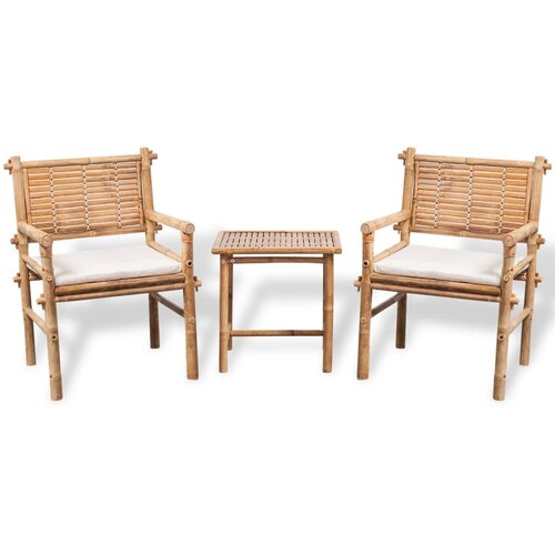  3-dijelni bistro set od bambusa s jastucima Cijene