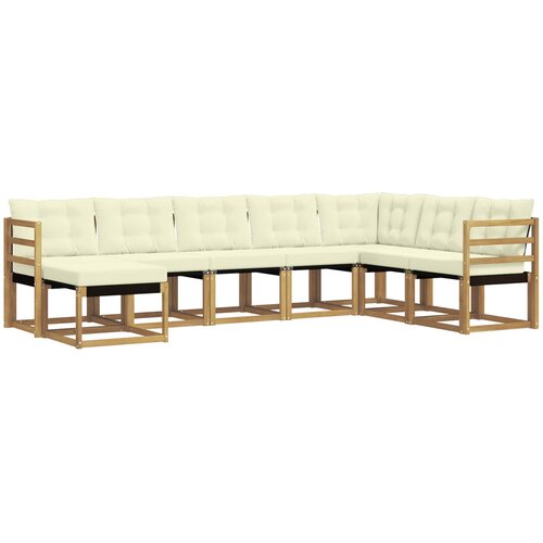  Set vanjskih sofa 8 kom. Bijela i krem Smeđa 304 x 185,5 x 73 cm Slike