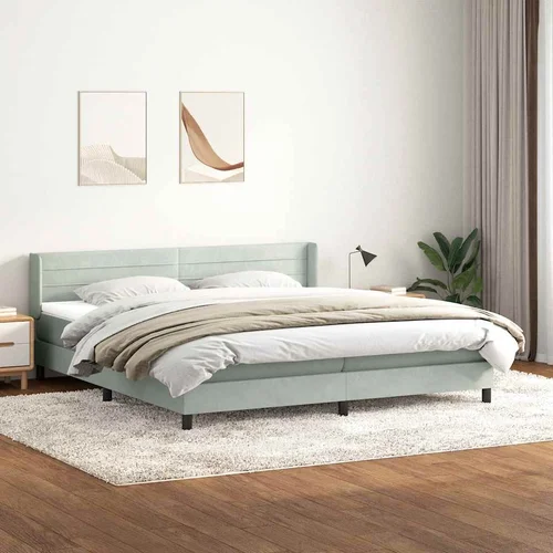 vidaXL Box Spring postelja z vzmetnico svetlo siva 180x220 cm žametna