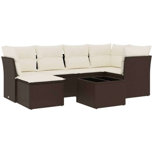 VidaXL 7-dijelni set vrtnih sofa od poliratana s jastucima smeđi Slike
