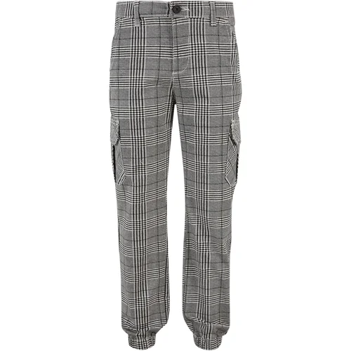 Urban Classics AOP Glencheck Cargo boys' pants black/white