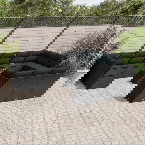 VidaXL 14-dijelni set vrtnih sofa s jastucima poliratan crni Slike