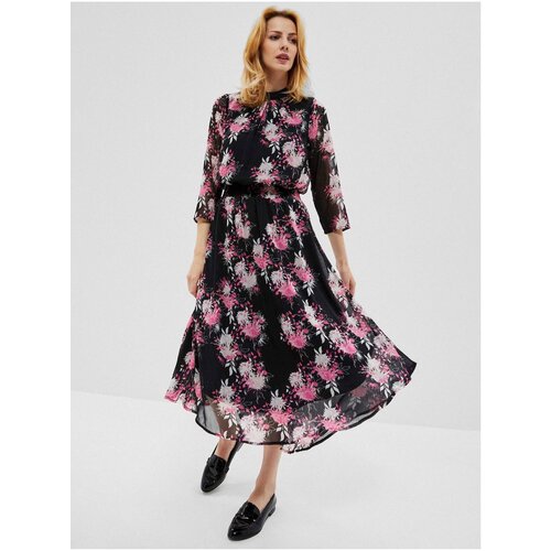 Moodo Pink-Black Women's Floral Midi Dress - Women Cene