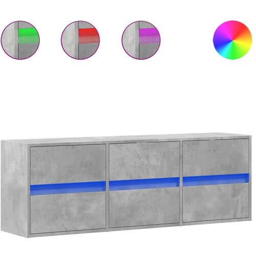 Maison Chic Stenska TV omarica - TV stojalo - Televizijska omarica z LED lučkami betonsko siva 130x31x45 cm, (21698710) Slike
