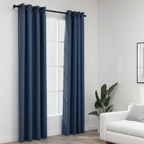 vidaXL Zatemnitvene zavese z obročki 2 kosa modre 140x245 cm