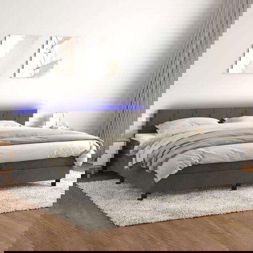  Krevet box spring s madracem LED tamnosivi 200x200 cm bar&amp;scaron;un Slike