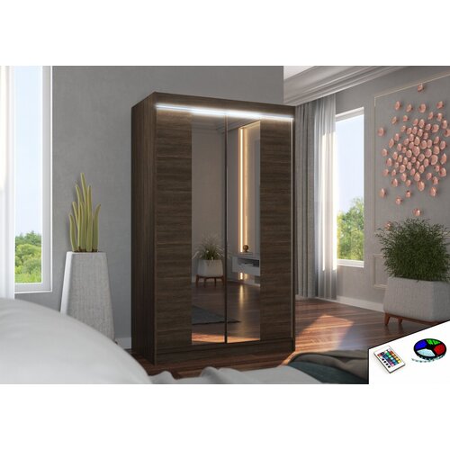 ADRK Drsna omara z ogledalom in LED lujo MARVIN, 120 cm - OKOLADA Cene