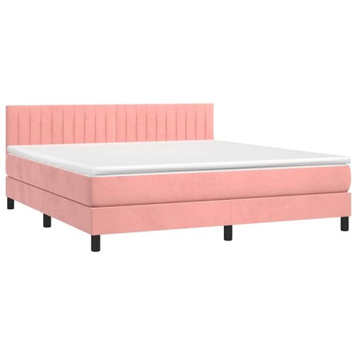 vidaXL Krevet box spring s madracem LED ružičasti 180x200cm baršunasti Cene