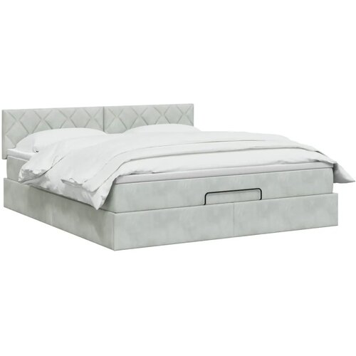  Krevet od pjene s madracem i LED-om Svjetlosiva 180 x 200 cm - Svjetlosiva 180 x 200 cm Dizajn s rombovima Slike