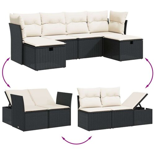 vidaXL 6-dijelni set vrtnih sofa s jastucima crni od poliratana Cijene