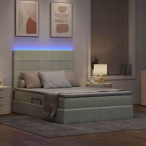  Krevet S LED lampica Svijetlo siva 140 x 200 cm Bar&amp;scaron;un Slike