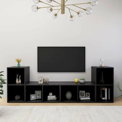 vidaXL TV omarice 4 kosi črne 72x35x36,5 cm iverna plošča