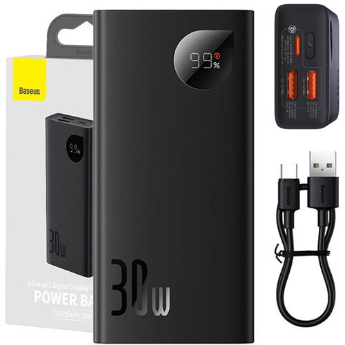 Baseus Powerbank Adaman2 10000mAh, 2xUSB, USB-C, 30W (črna), (20628037) Cene