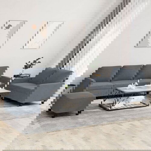 VidaXL 3-dijelni set sofa s jastucima tamnosivi bar&amp;scaron;unasti Slike